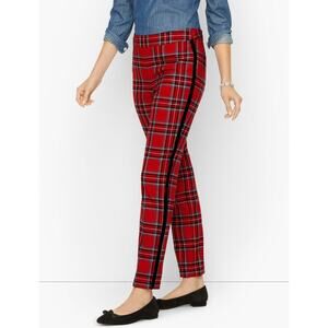 NWT Talbots Ankle Pants Mountain Red Plaid stretchy Slim Fit Wool Petite 16